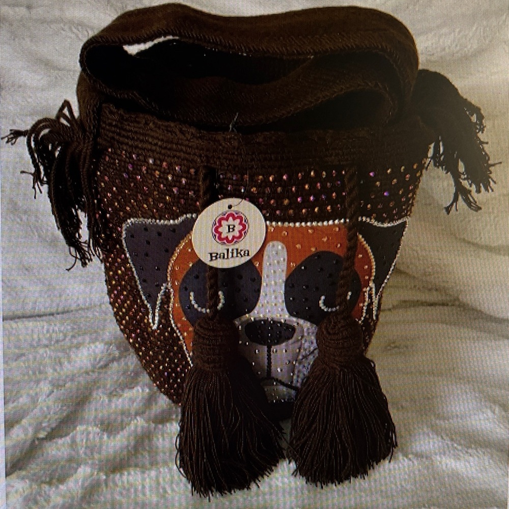 Wayu Dog Face Embellished Bag